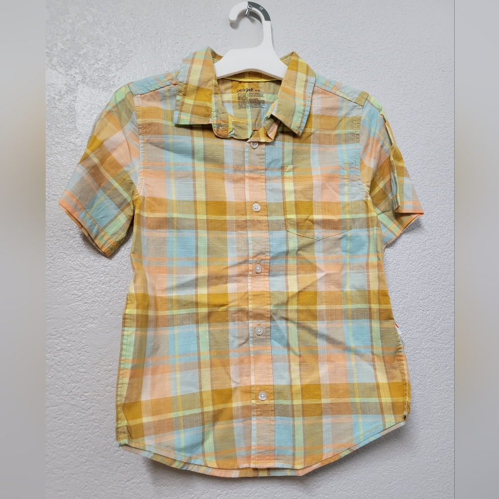 Cat & Jack Plaid Kids Shirt in Yellow and Blue Size 8 Nwt